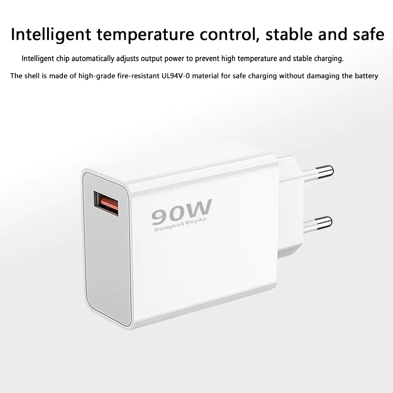 90W USB Fast Charger for Xiaomi 15 14 13 12 11 10 Ultra Redmi Note 12T 13 Pro Turbo Quick Charge Type C USB Charging Cable