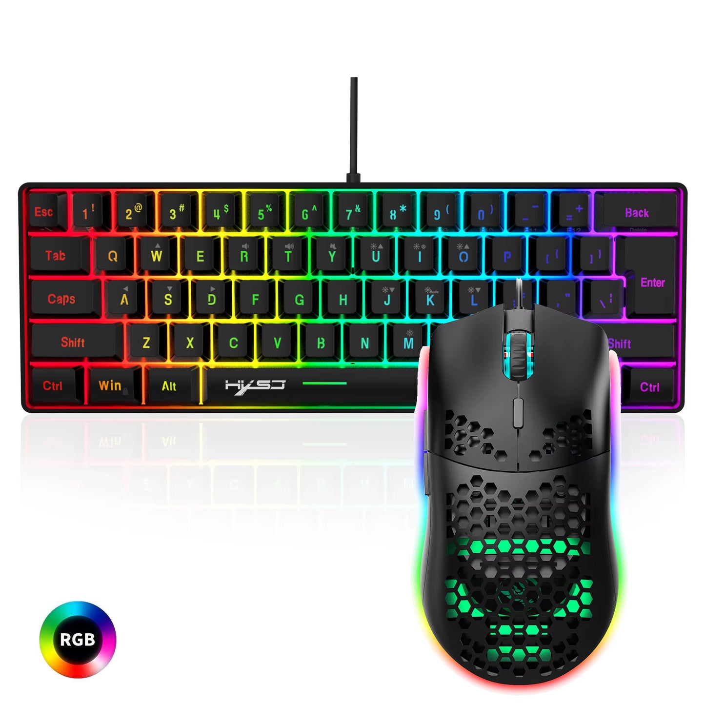 Hot Selling 61 Keys V700 RGB Luminous Mechanical Feel Keyboard and Mouse Combos Gaming Set for Computer Game