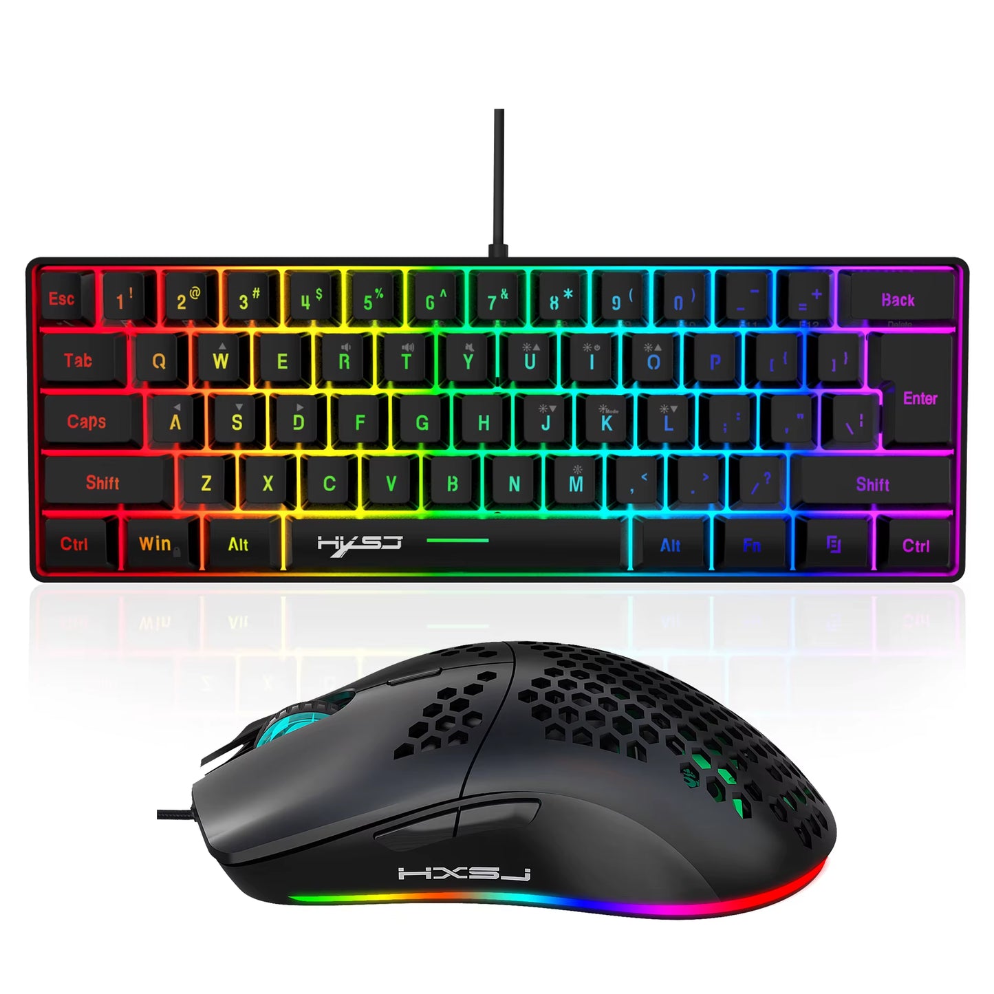 Hot Selling 61 Keys V700 RGB Luminous Mechanical Feel Keyboard and Mouse Combos Gaming Set for Computer Game