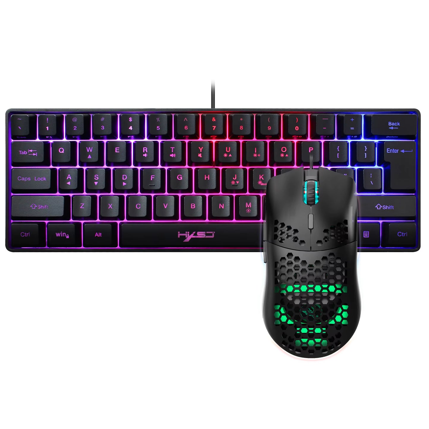 Hot Selling 61 Keys V700 RGB Luminous Mechanical Feel Keyboard and Mouse Combos Gaming Set for Computer Game