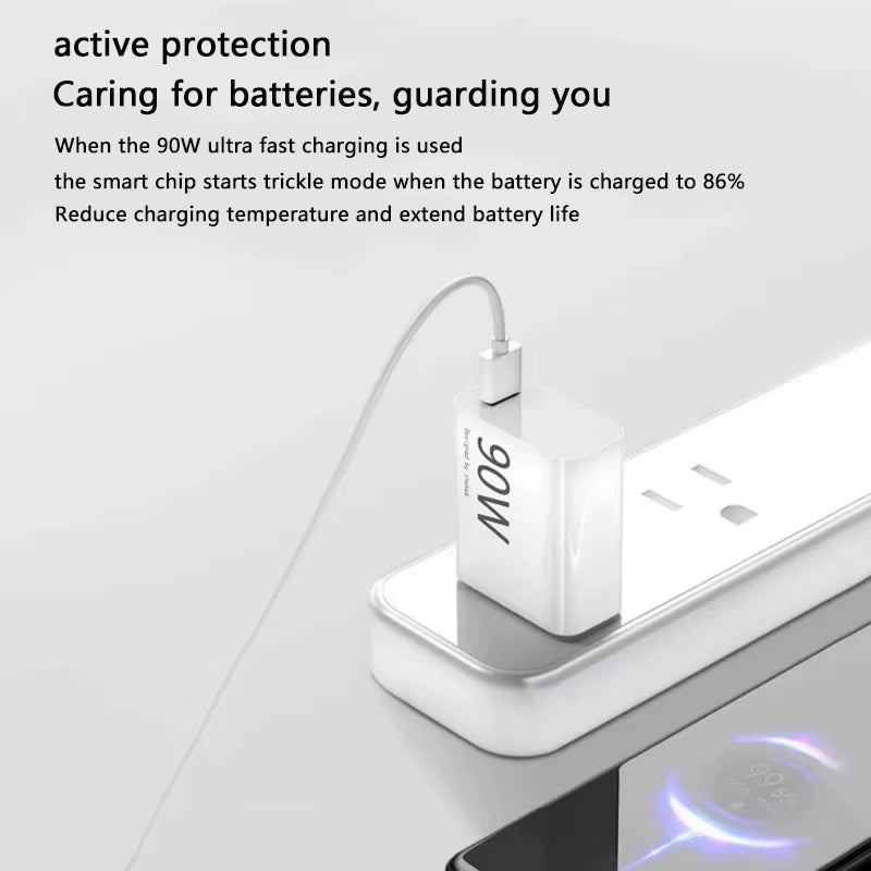 90W USB Fast Charger for Xiaomi 15 14 13 12 11 10 Ultra Redmi Note 12T 13 Pro Turbo Quick Charge Type C USB Charging Cable