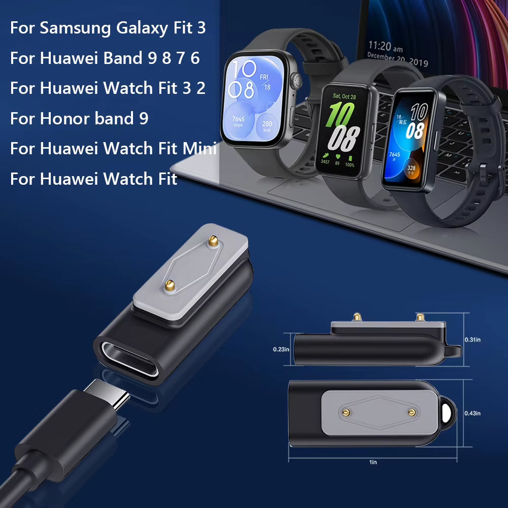 Type C Charger Adapter Right Angle Charging Cable Converter Watch Charger Adapter for Samsung Galaxy Fit 3/Huawei Watch Fit 3 2