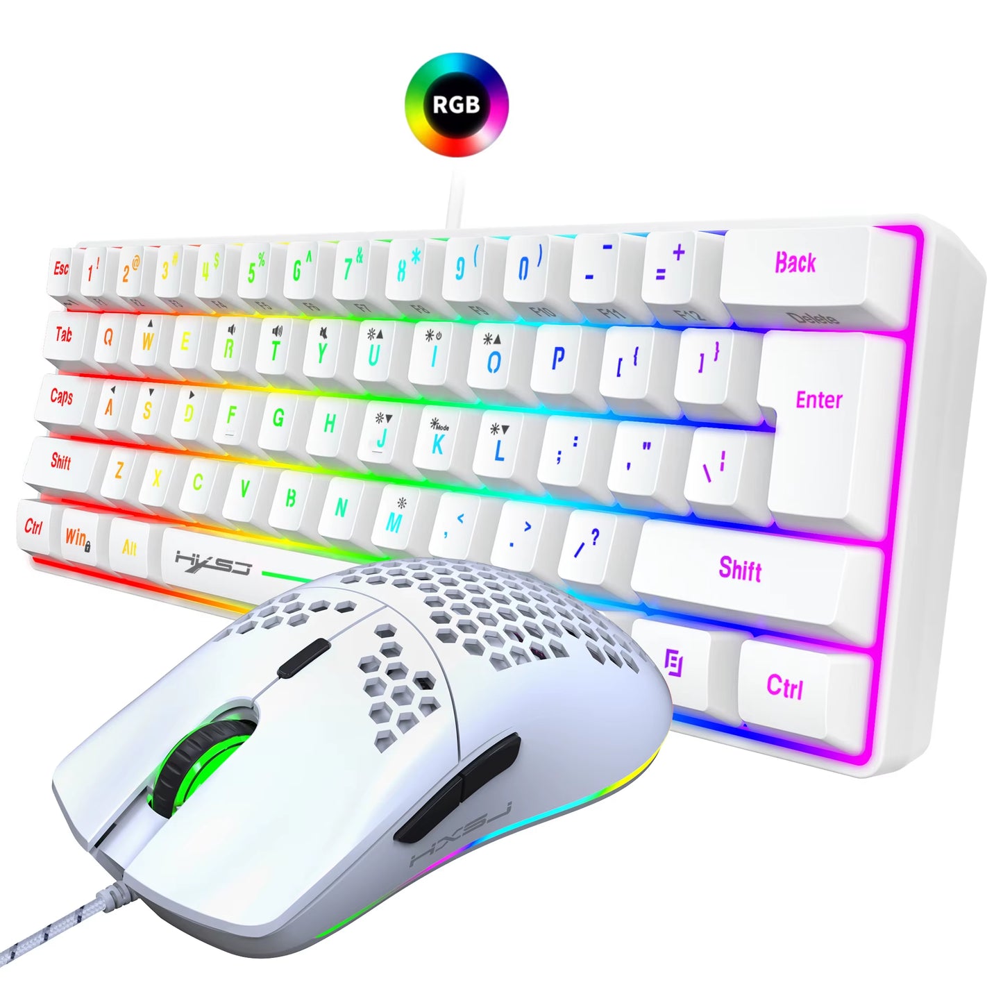 Hot Selling 61 Keys V700 RGB Luminous Mechanical Feel Keyboard and Mouse Combos Gaming Set for Computer Game