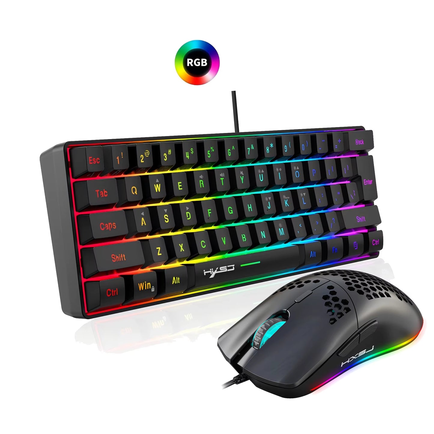 Hot Selling 61 Keys V700 RGB Luminous Mechanical Feel Keyboard and Mouse Combos Gaming Set for Computer Game