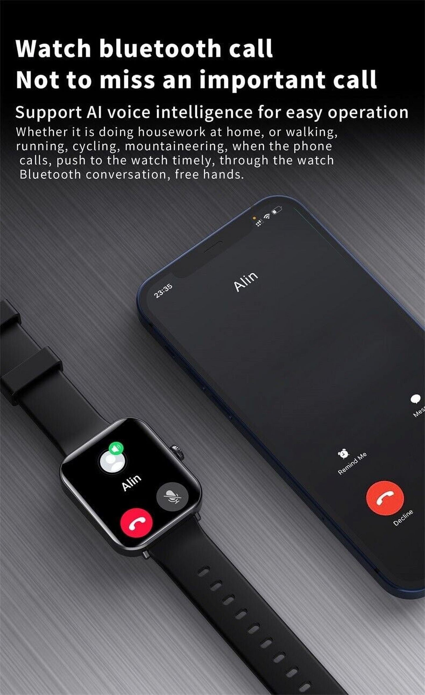 For Motorola Moto G Stylus (2023) Smartwatch, Fitness Activity Tracker for Men Women Heart Rate Sleep Monitor, Step Counter, 1.91" Full Touch Screen Fitness Tracker Smartwatch - Black