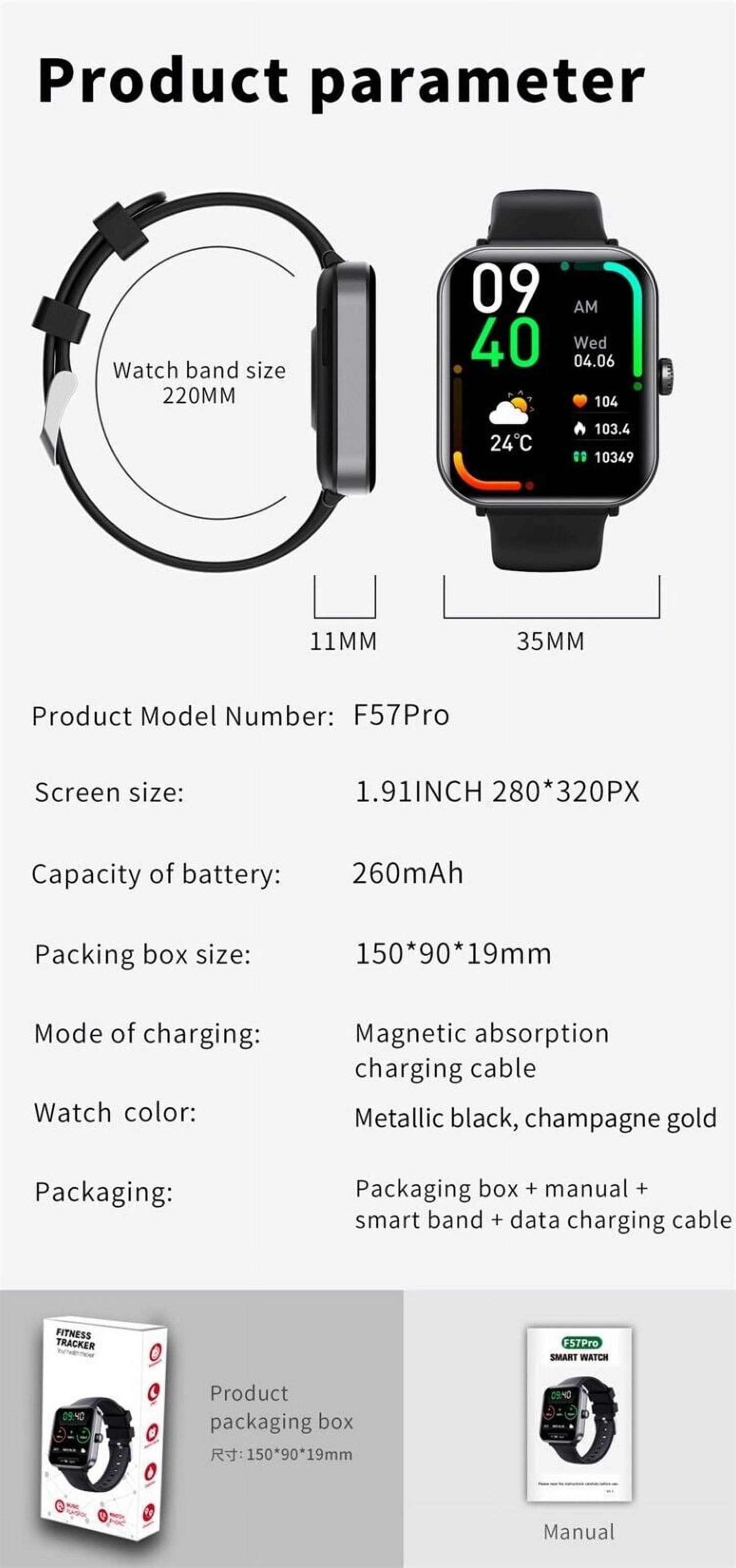 For Motorola Moto G Stylus (2023) Smartwatch, Fitness Activity Tracker for Men Women Heart Rate Sleep Monitor, Step Counter, 1.91" Full Touch Screen Fitness Tracker Smartwatch - Black