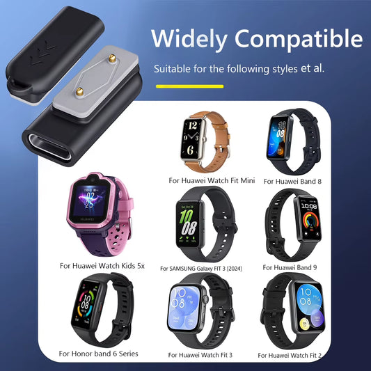 Type C Charger Adapter Right Angle Charging Cable Converter Watch Charger Adapter for Samsung Galaxy Fit 3/Huawei Watch Fit 3 2