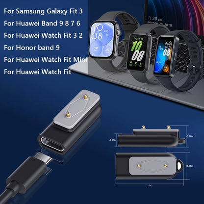 Type C Charger Adapter Right Angle Charging Cable Converter Watch Charger Adapter for Samsung Galaxy Fit 3/Huawei Watch Fit 3 2